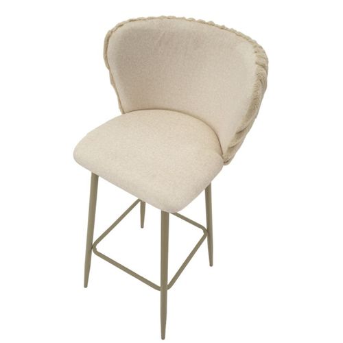 Lot De 2 Tabourets Hauts Mf883, Polyester, Beige, 55x58x106 Cm