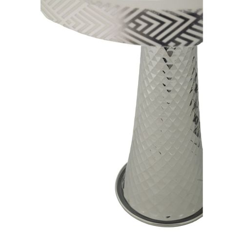 Lampe à Poser Mf902, Tissu, Argent, 30x30x54 Cm