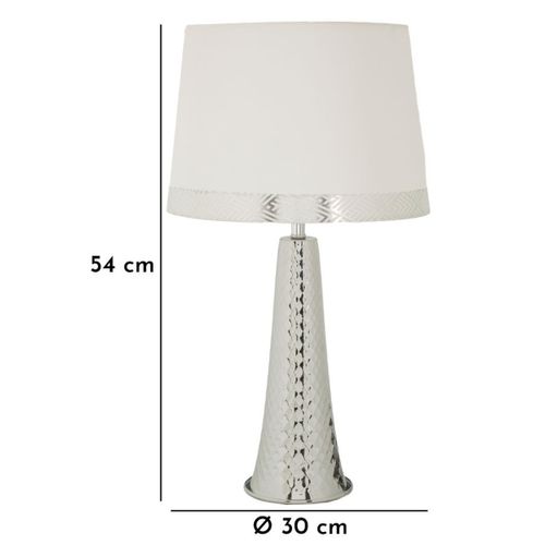 Lampe à Poser Mf902, Tissu, Argent, 30x30x54 Cm