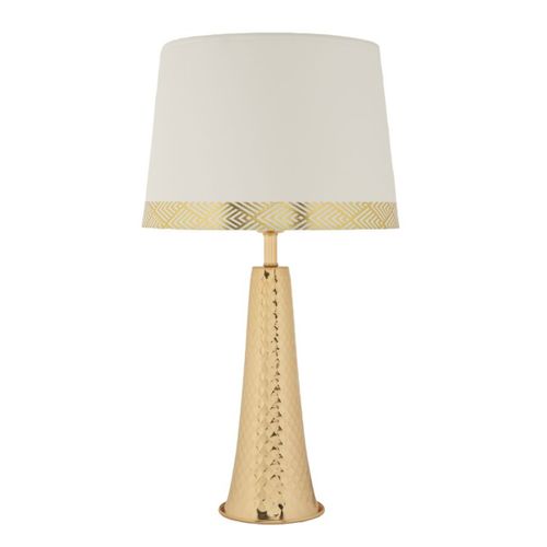 Lampe à Poser Mf903, Tissu, Blanc, 30x30x54 Cm