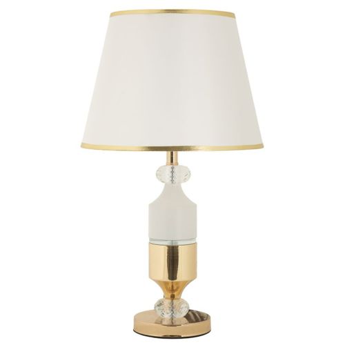 Lampe à Poser Mf905, Tissu, Blanc, 30x30x52 Cm