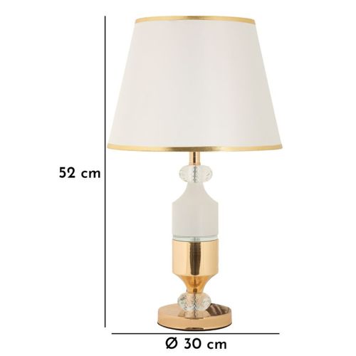 Lampe à Poser Mf905, Tissu, Blanc, 30x30x52 Cm