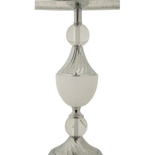 Lampe à Poser Mf907, Tissu, Argent, 30x30x54 Cm