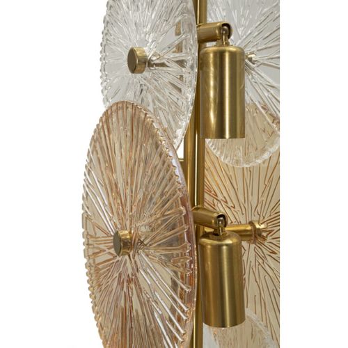 Lampe à Poser Mf919, Verre, Marron, 20x18x66 Cm