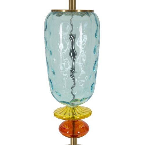 Lampe à Poser Mf922, Tissu, Bleu, 35x35x73 Cm