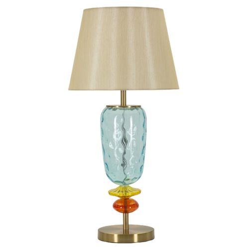 Lampe à Poser Mf922, Tissu, Bleu, 35x35x73 Cm