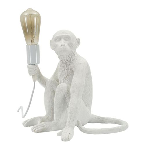 Lampe à Poser Singe, Polyester, Blanc, 33x33x32 Cm