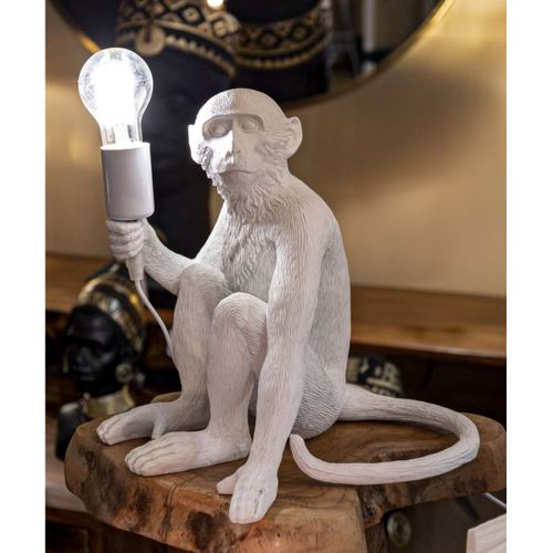 Lampe à Poser Singe, Polyester, Blanc, 33x33x32 Cm