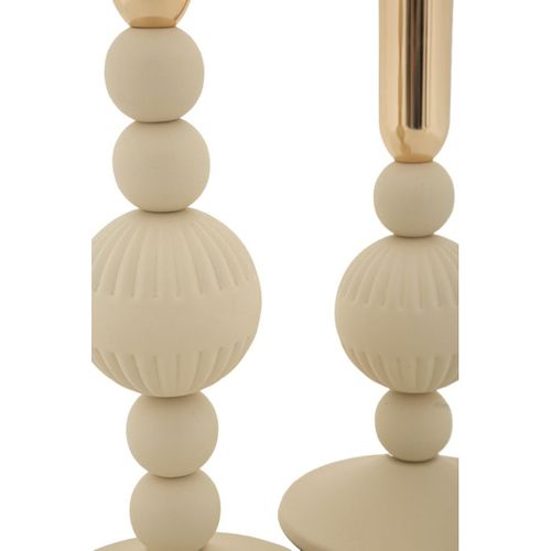 Bougeoir Mf931, Acier, Beige, 10x10x25,5 Cm