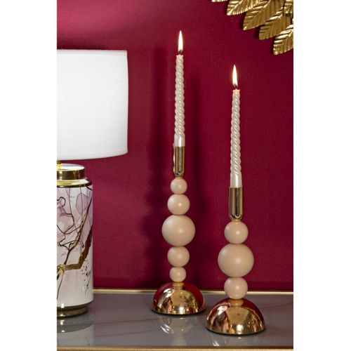 Bougeoir Mf936, Acier, Or, 10x10x29,5 Cm