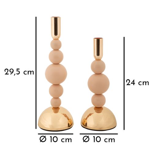 Bougeoir Mf936, Acier, Or, 10x10x29,5 Cm