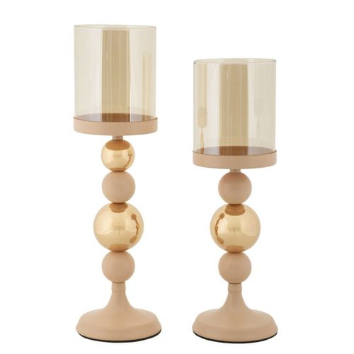 Bougeoir Mf938, Acier, Doré, 10x10x36 Cm