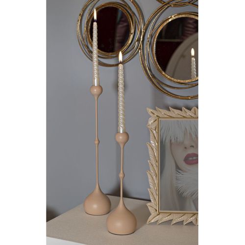 Bougeoir Mf940, Acier, Or, 8x8x37 Cm