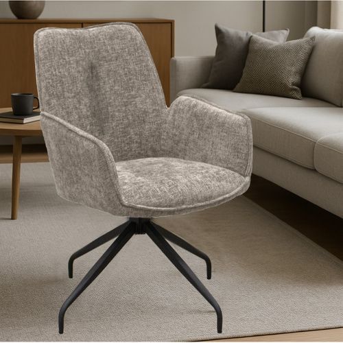 Lot De 2 Chaises Liz, Chenille, Gris Tourterelle, 55x65x91 Cm