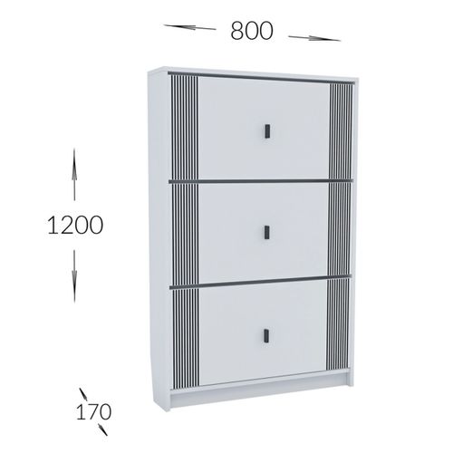 Étagère à Chaussures Friendly, Panneau D'aggloméré, Blanc, 80x17x120 Cm