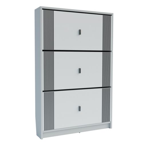 Étagère à Chaussures Friendly, Panneau D'aggloméré, Blanc, 80x17x120 Cm