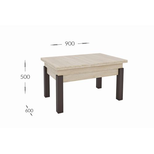 Table D'appoint Transformable Moon, Panneau D'aggloméré, Marron, 120x90x75 Cm