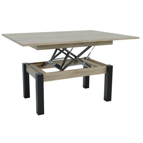 Table D'appoint Transformable Moon, Panneau D'aggloméré, Marron, 120x90x75 Cm