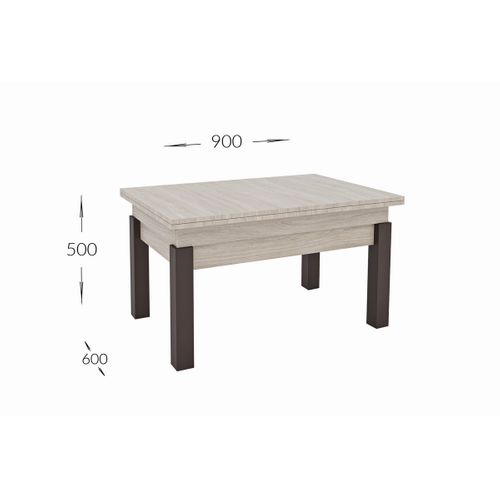 Table D'appoint Transformable Foggy, Panneau D'aggloméré, Marron, 120x90x75 Cm