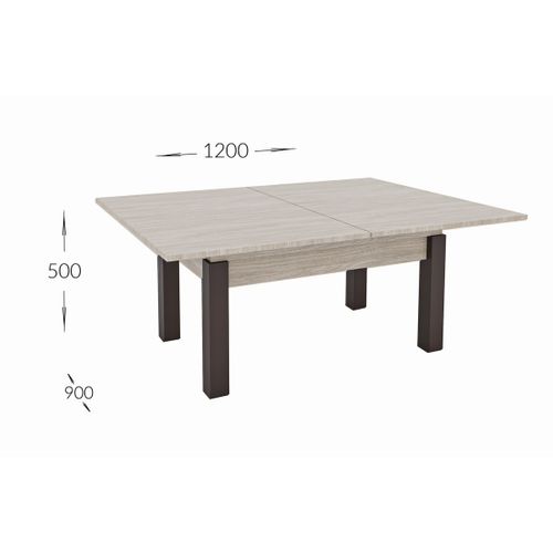 Table D'appoint Transformable Foggy, Panneau D'aggloméré, Marron, 120x90x75 Cm