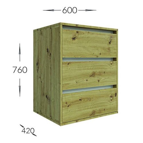 Commode à Tiroirs Idea, Panneau D'aggloméré Mélaminé, Marron, 75x48x16 Cm