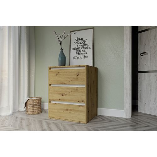 Commode à Tiroirs Idea, Panneau D'aggloméré Mélaminé, Marron, 75x48x16 Cm