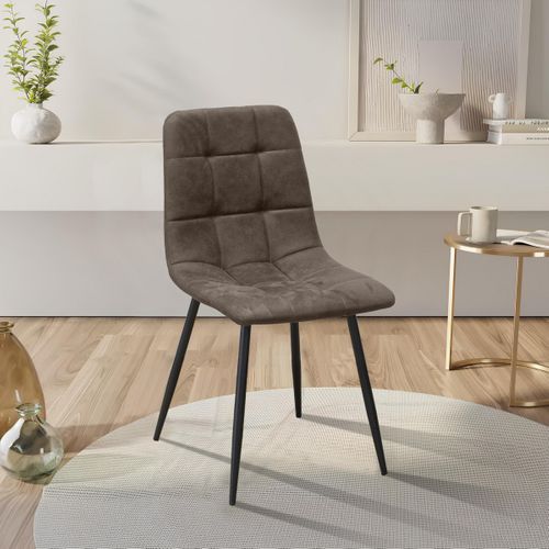 Lot De 4 Chaises Daniela Sg, Microfibre, Marron, 54x44x87 Cm