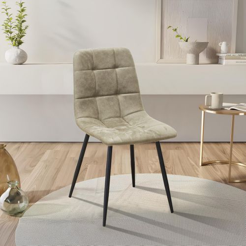 Lot De 4 Chaises Daniela Sg, Microfibre, Gris Tourterelle, 54x44x87 Cm