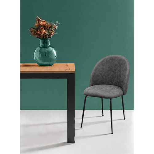 Lot De 4 Chaises Elisa, Microfibre, Gris, 41x58,5x86 Cm