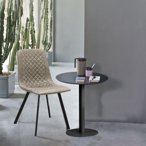 Lot De 4 Chaises Wendy, Microfibre, Gris Tourterelle, 43x40x87 Cm