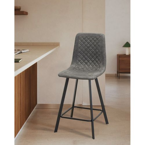 Lot De 4 Tabourets Hauts Wendy Sgabi, Microfibre, Gris, 44x47x101 Cm