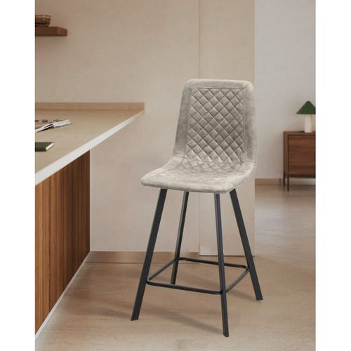 Lot De 4 Tabourets Hauts Wendy Sgabi, Microfibre, Gris Tourterelle, 44x47x101 Cm