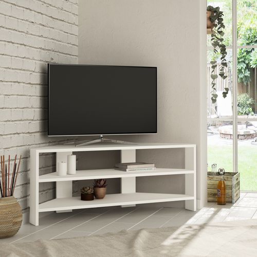 Meuble TV En Bois "thalescorner" - 110 X 36 X 45 Cm - Blanc