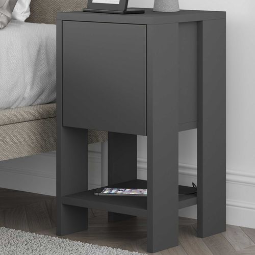 Table De Chevet 1 Porte Dawson H55cm Bois Anthracite