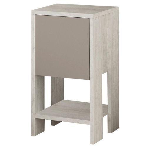 Table De Chevet 1 Porte Dawson H55cm Bois Blanc Et Moka