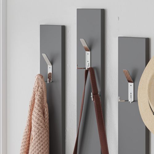 Meuble D'entrée Avec Miroir En Bois "ramda" - 137 X 35 X 154 Cm - Gris Anthracite