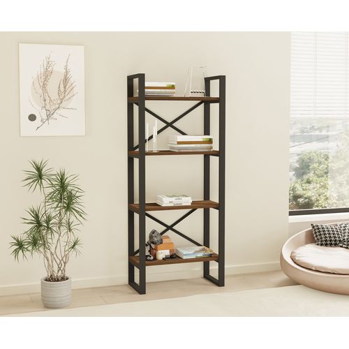 Bibliothèque En Bois "alaro" - 66 X 32 X 150 Cm - Noyer