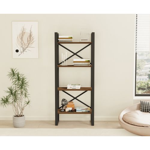 Bibliothèque En Bois "alaro" - 66 X 32 X 150 Cm - Noyer