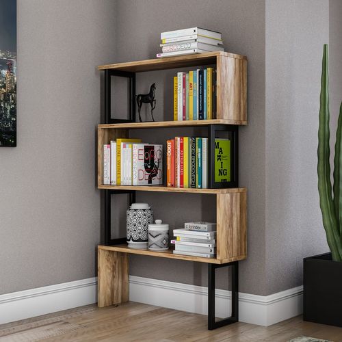 Etagère Bibliothèque Design Industriel Ceylan - L. 80 X H. 128 Cm - Noir