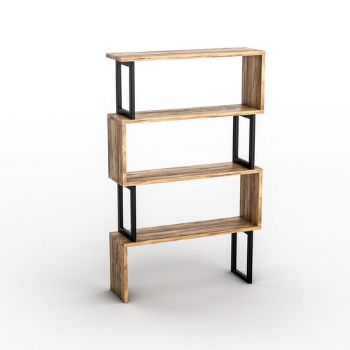 Etagère Bibliothèque Design Industriel Ceylan - L. 80 X H. 128 Cm - Noir