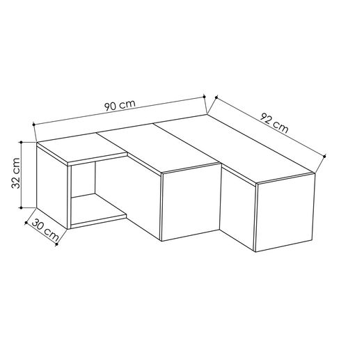 Meuble TV Design Cubique 2 Tiroirs Stairz Gris Foncé Et Taupe