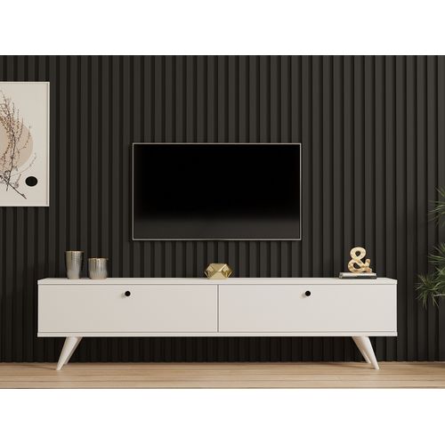 Meuble TV En Bois "paris" - 160 X 25 X 40 Cm - Blanc