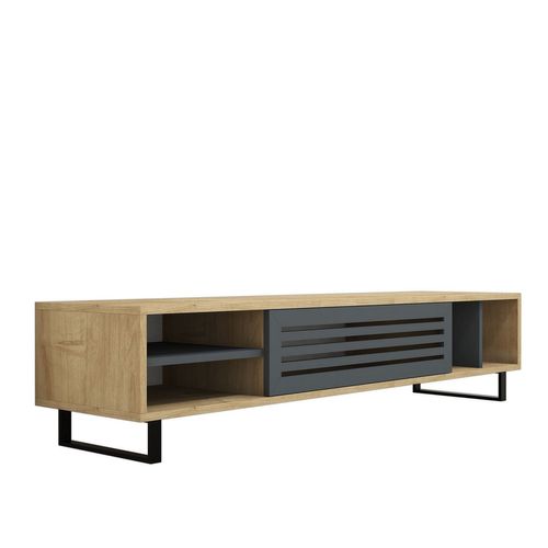 Meuble TV Design Lattes Safir - L. 160 X H. 40 Cm - Gris Anthracite