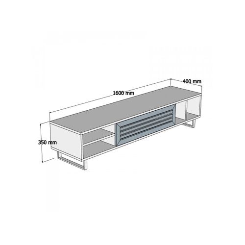 Meuble TV Design Lattes Safir - L. 160 X H. 40 Cm - Gris Anthracite