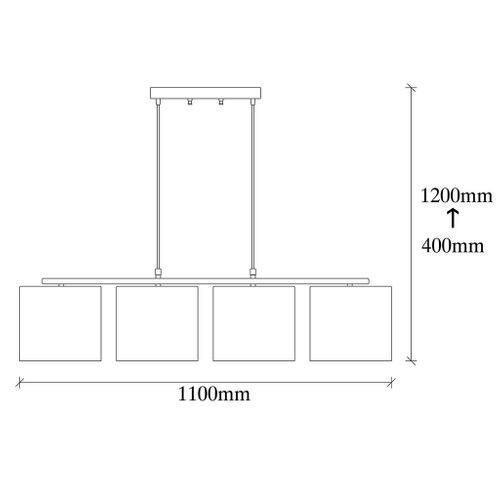 Suspension En Métal À Hauteur Réglable Valiz - 4 Abat-jours - L. 110 X H. 40/120 Cm - Multicolore