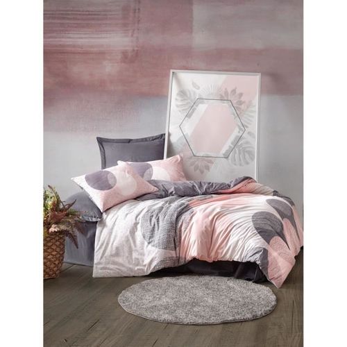 Parure De Lit - 1 Housse De Couette 220 X 240 Cm + 2 Taies D'oreiller 60 X 60 Cm  - Gris