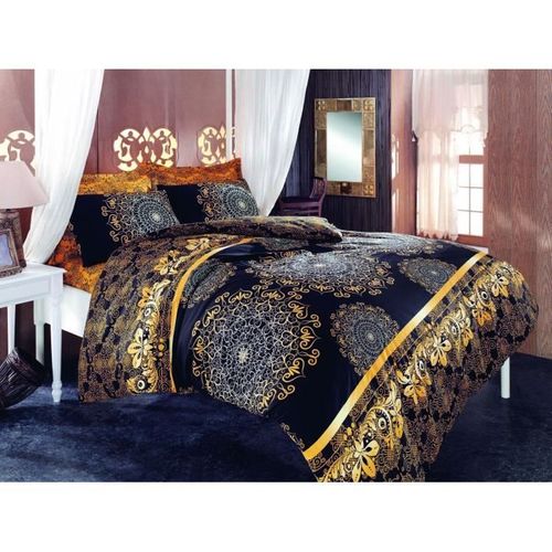 Parure De Lit - 1 Housse De Couette 220 X 240 Cm + 2 Taies D'oreiller 60 X 60 Cm - 100% Coton - Noir