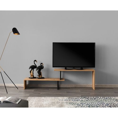 Meuble TV Design Industriel Ovit - L. 120 X H. 45 Cm - Marron