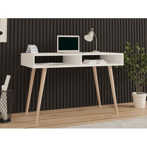Bureau En Bois "cisto" - 60 X 120 X 74 Cm - Blanc
