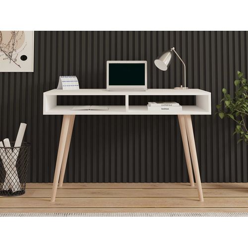 Bureau En Bois "cisto" - 60 X 120 X 74 Cm - Blanc